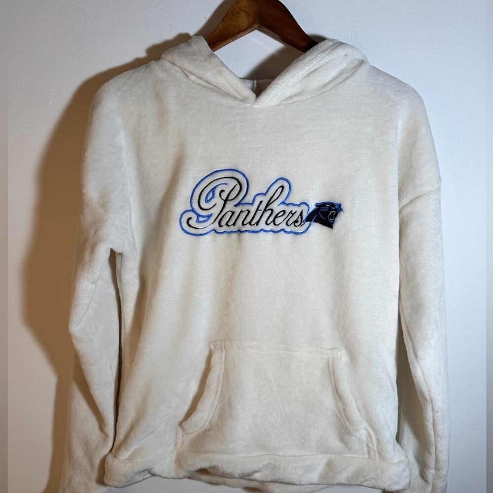 Women's WhiteTerry Cloth Panther’s Hoodie Sweater